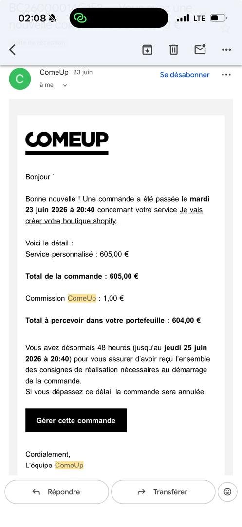 Commande ComeUp