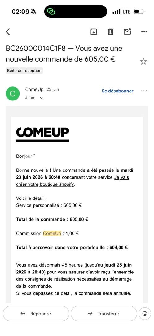 Commande ComeUp