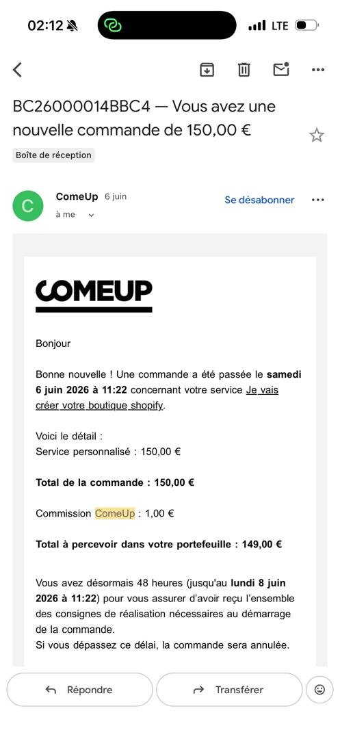Commande ComeUp